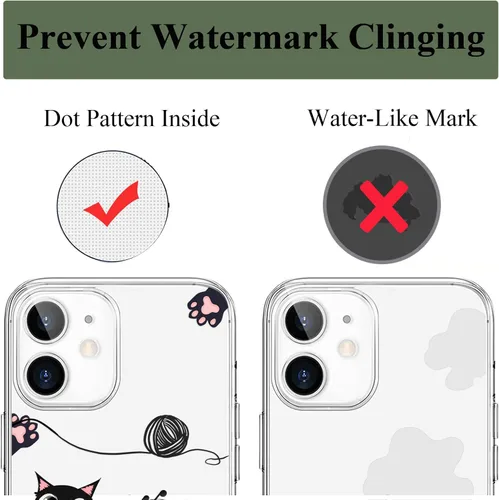 Vista 8 de Unov Funda para iPhone 12 Mini, transparente con diseño, ajuste delgado, buen agarre, funda para teléfono en relieve, cubierta protectora a prueba