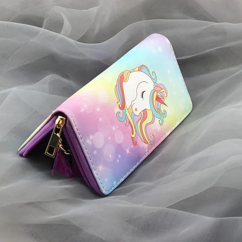 Vista 8 de MayeBridge Lindo unicornio monedero unicornio cremallera cartera larga bolso de embrague bolso de cuero PU para niñas mujeres, Unicornio B0514, Lindo