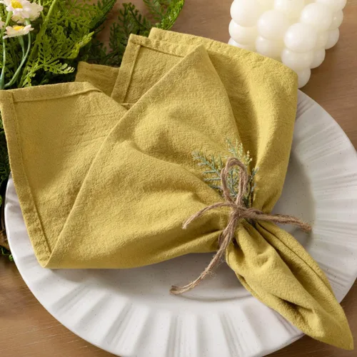 Vista 9 de Servilletas de tela de otoño, lavables, reutilizables, de lino, boda Beige
