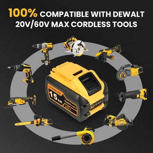 Vista 6 de Reemplazo de 60 V 15000 mAh para batería Dewalt 20V/60V MAX DCB606 DCB609 DCB612 DCB200 DCB206, compatible con sierras sopladoras inalámbricas