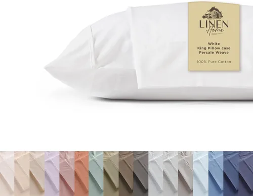 Vista 33 de Fundas de almohada 100% algodón percal con encaje fluer tamaño Queen/estándar, color blanco, 2 piezas de fundas de almohada, ropa de cama fuerte