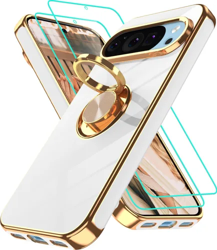 Vista 272 de Funda para Motorola Moto G 5G 2024: Funda Moto G Play 5G 2024 con 2 piezas de protectores de pantalla, soporte de anillo de rotación de 360°