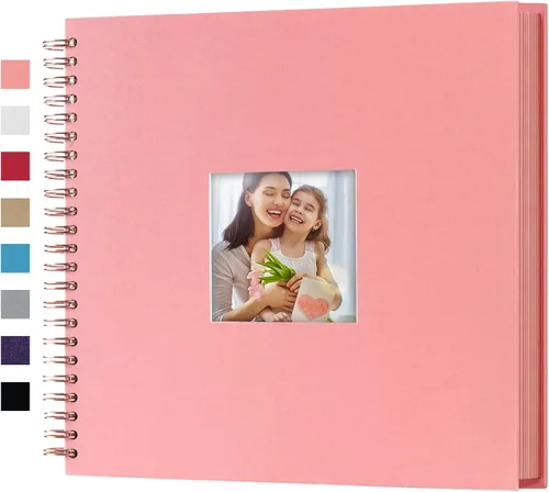 Vista 25 de Álbum de fotos pequeño DIY para manualidades de 8 x 8 pulgadas con foto de portada, 80 páginas, tapa dura, papel para manualidades, álbum de fotos