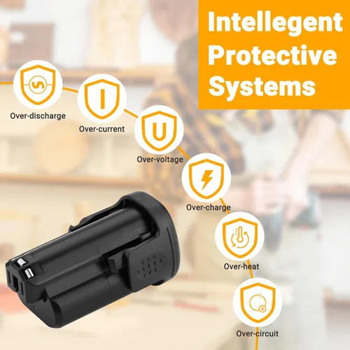 Vista 6 de Joiry Batería de iones de litio de repuesto de 12 V 3000 mAh con mayor seguridad y mayor tiempo de funcionamiento, compatible con herramientas