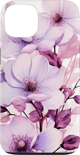 Vista 7 de Funda para iPhone 17, diseño de flores de magnolia rosa y morado lavanda