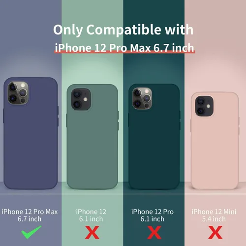 Vista 6 de Cordking Funda compatible con iPhone 12 Pro Max, funda de silicona ultradelgada a prueba de golpes con [forro de microfibra suave antiarañazos], 6.7