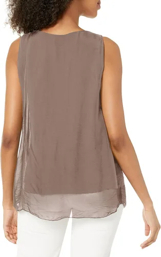 Vista 2 de M Made in Italy Camiseta sin mangas con cuello en V de doble capa para mujer