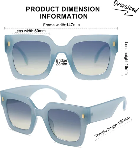 Vista 53 de SOJOS Gafas de sol cuadradas vintage de gran tamaño para mujer, estilo retro, de lujo, grandes, UV400 SJ2194