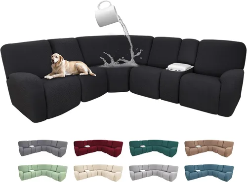 Vista 15 de Fundas de sofá reclinable seccional 100% impermeables para sofá reclinable en forma de L, funda de sofá modular de esquina en forma de L, fundas