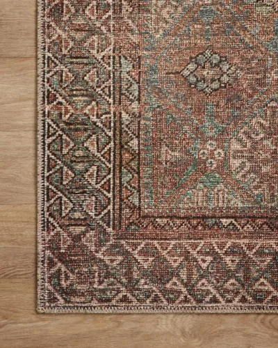 Vista 9 de Loloi Amber Lewis Billie Collection, Aqua y Óxido 2'-3" x 3'-9" Alfombra de Área – Alfombras de Acento Antiguas y Desgastadas para Sala de Estar