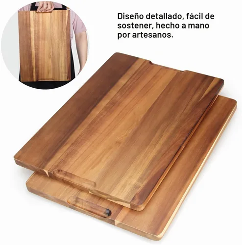 Vista 3 de Tablas de cortar de madera de acacia para cocina Tabla de embutidos de madera Bread Cheese Boards Butcher Block Solid Large Wooden Cutting Board