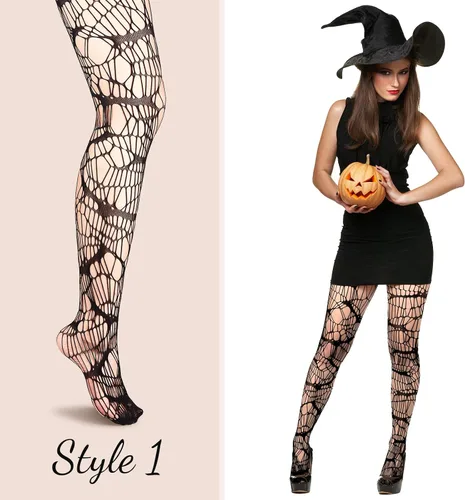 Vista 3 de SATINIOR 4 Pcs Halloween Fishnet Tights Fishnet Thigh High Stockings Goth Skull Stocking for Women