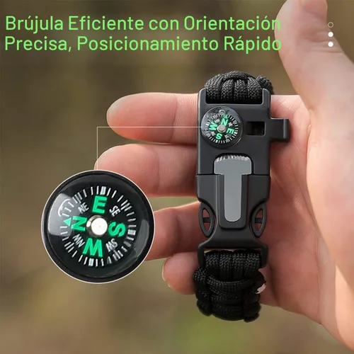Vista 2 de Pulseras Oadnfa, pulseras de supervivencia para hombres, kit de equipo táctico de paracord de 5 en 1 para acampar, con cuerda de paracaídas