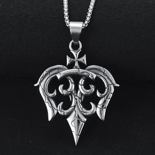 Vista 3 de SILBAZ Collar vikingo para hombre, acero inoxidable, colgante vikingo vintage, amuleto nórdico, regalo de joyería para padres novios