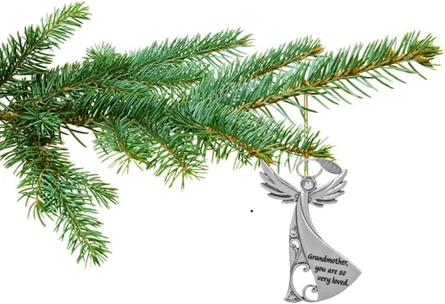 Vista 2 de Adorno de Navidad para abuela 2026 o dije de auto para abuela, ángel de metal con piedras brillantes, incluye etiqueta colgante 2026 y viene en caja
