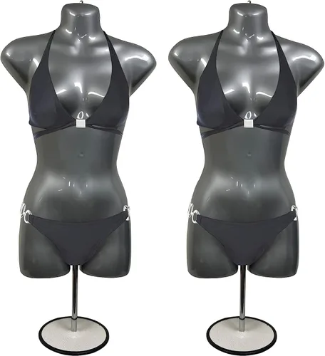 Vista 10 de 2 Mannequin femenino dorado cadera cuerpo largo torso vestido formas y gancho colgante, tallas S-M