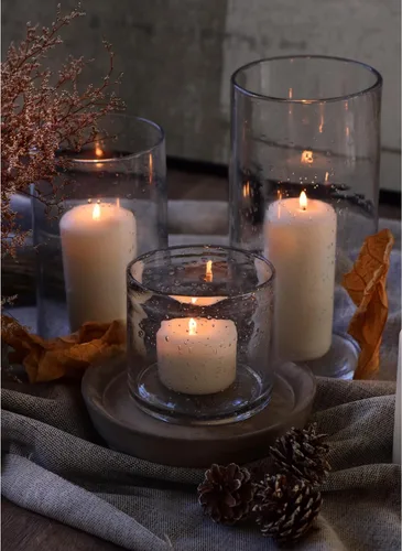 Vista 5 de Portavelas Hurricane para Velas Pillar Jarrones Cilíndricos de Vidrio Soplado a Mano Centro de Mesa Decoración de Habitación al Por Mayor Burbujas