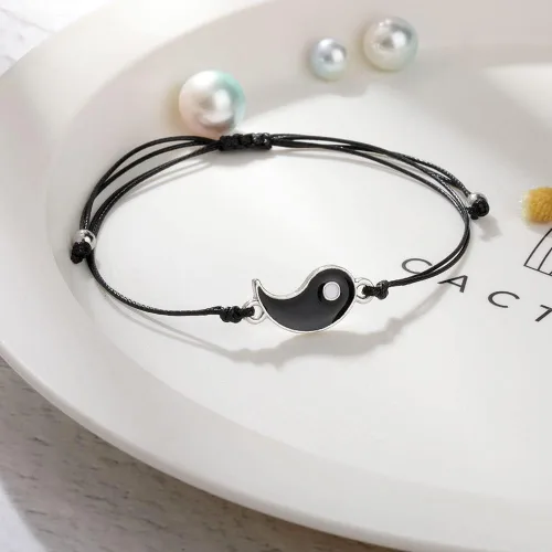 Vista 5 de Pulseras para parejas de mejores amigas, pulseras para 2 personas a juego con Yin Yang para él y ella, joyería para mejor amiga, amistad, relación