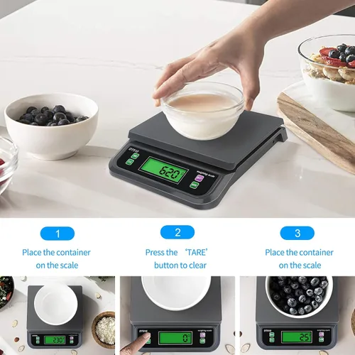 Vista 4 de Báscula digital grande de cocina, 66 libras, 66.1 lbs/0.04 oz, báscula para panaderos con pantalla LCD, con escalas de conteo de tara y preparación