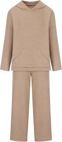 Vista 5 de PEHMEA Conjunto deportivo de dos piezas para mujer, sudadera con capucha de manga larga y pantalones con cordón