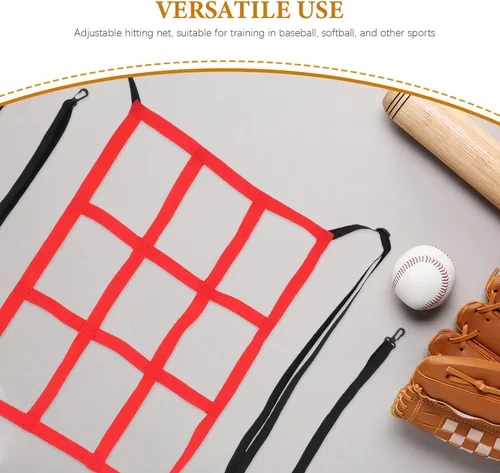 Vista 3 de POPETPOP Baseball and Softball Practice Net 2pcs Set Adjustable Pitch Back Net with 1 White and 9 Red Target Holes for Pitching and Hitting Training