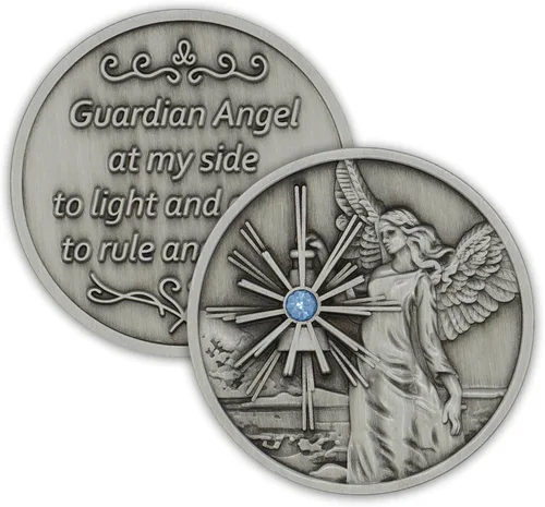 Vista 8 de Medallón de bronce de la moneda del ángel de la guarda, ficha del regalo