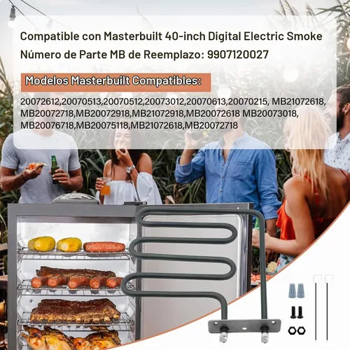 Vista 3 de Elemento calefactor eléctrico de 1200 vatios compatible con ahumador digital eléctrico Masterbuilt de 40 pulgadas, pieza de repuesto No. 9907120027