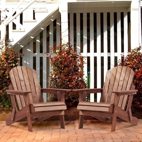 Vista 2 de Havemies Silla Adirondack plegable de madera de gran tamaño con respaldo premontado y tabla de asiento, silla de patio de madera para jardín, patio