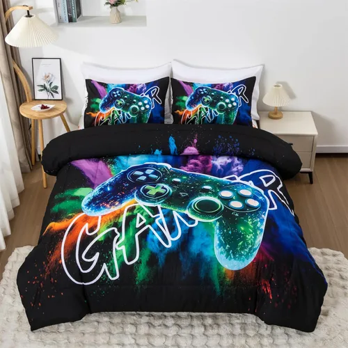 Vista 23 de Aimuan Gamer Gaming Juegos de Ropa de Cama Juegos de Edredón 3D Gamepad para Niños Consola de Juegos Botones de Acción Novedoso Controlador de Juego