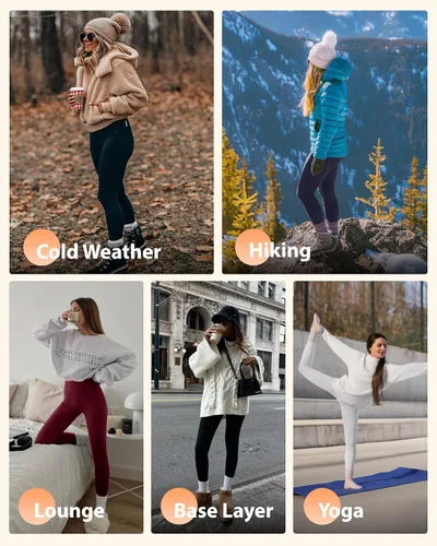 Vista 5 de NexiEpoch - Leggings de forro polar para mujer, pantalones de yoga de invierno de cintura alta, control de abdomen, suaves, térmicos, cálidos