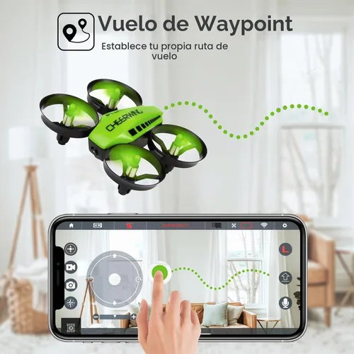 Vista 5 de Cheerwing CW10 Mini Dron, WiFi FPV Drone con cámara RC Drone Toy Verde