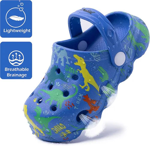 Vista 4 de techcity - Zapatos de jardín de dinosaurios para niños, diseño de dibujos animados