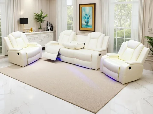 Vista 20 de Juego de sofás reclinables eléctricos, juegos de muebles de sala de estar, sofá reclinable eléctrico moderno negro, sofá biplaza y silla