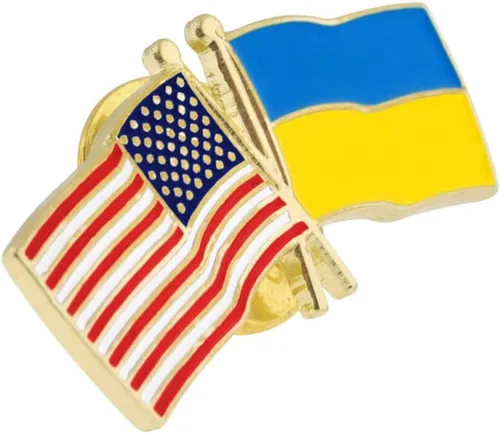 Vista 113 de PinMart Pin de solapa esmaltado con bandera de la amistad cruzada de Estados Unidos y el mundo