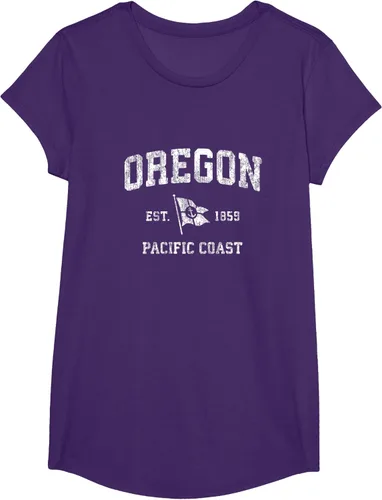 Vista 18 de Oregon Vintage barco ancla bandera diseño de West Coast Retro Tee, hombre S, Arándano