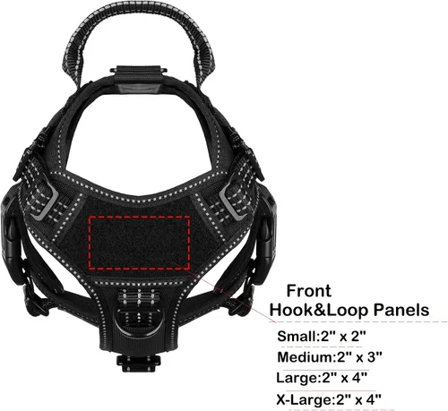 Vista 4 de ICEFANG - Arnés táctico para perros, talla S, con 2 hebillas de metal, chaleco para transportar carga, ligero y modular (MOLLE) con mango, clip