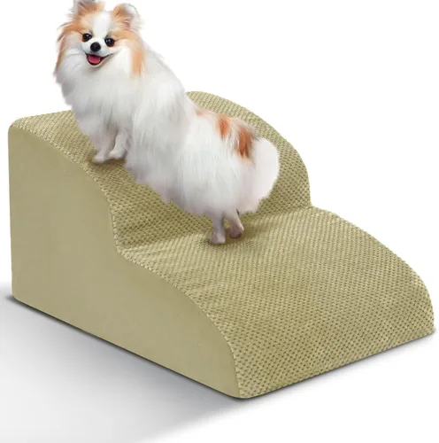 Vista 12 de Escaleras para Perros para Perros Pequeños - Rampa de Espuma de Alta Densidad, Pasos Extra Anchos para Mascotas con Fondo Antideslizante para Camas