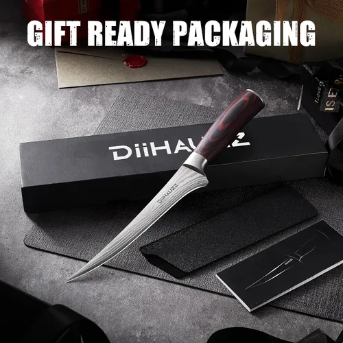 Vista 14 de DiiHAUZZ Cuchillo de filete de 7 pulgadas, cuchillo afilado para deshuesar