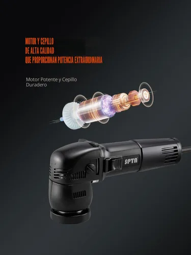 Vista 4 de SPTA Mini pulidor orbital - 3 pulgadas 10 mm/780W de velocidad variable de doble acción con almohadillas de pulido, discos de lijado, cepillo