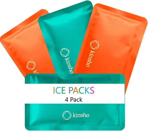 Vista 6 de kinsho Bolsa de hielo para niños, bolsa y cajas Bento, bolsas delgadas suaves reutilizables y congelables para viajes, escuela, trabajo