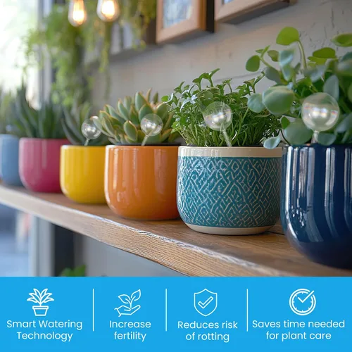 Vista 6 de Little Green Leaf Bombas de Riego Automáticas para Plantas, Insertos de Maceta de Riego Automático (Set de 10) Bombas de Plástico Transparente 6