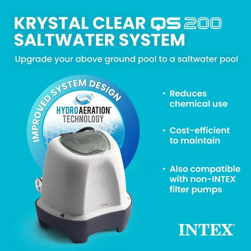 Vista 2 de Intex QS200 Krystal Clear Sistema de cloro de agua salada para piscinas sobre el suelo: mantiene el agua clara, reduce el uso de productos químicos