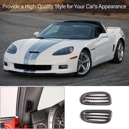 Vista 6 de PIUGILH Cubiertas de ventilación de aire de pilar A de ABS para automóvil C6 Corvette 2005-2013, accesorios interiores, marco de salida de aire, 2