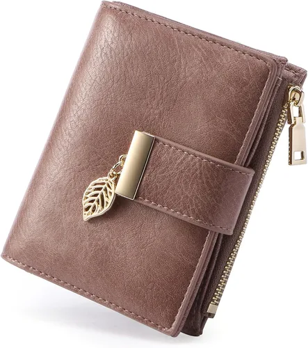 Vista 10 de yiijay Billetera pequeña para mujer, con bloqueo RFID, de piel, plegable, tarjetero para tarjetas de crédito para mujeres, cartera compacta