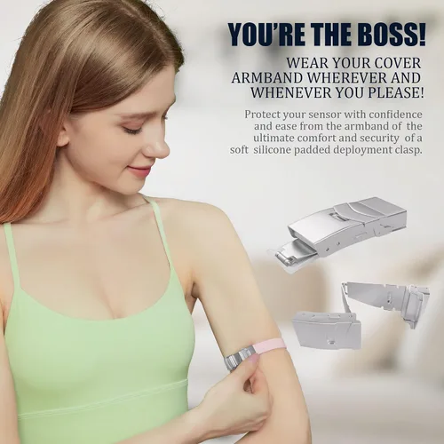 Vista 3 de Divoti CGM Sensor Cover Armband, Dexcom G7 - Rosa Bebé Adhesive-free silicone glucose monitor patch protector, hypoallergenic, adjustable trim to