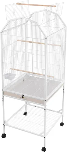 Vista 4 de Jaula para pájaros con parte superior abierta, de 54 pulgadas, con bandeja extraíble, jaulas enrollables para pájaros con ruedas para periquitos