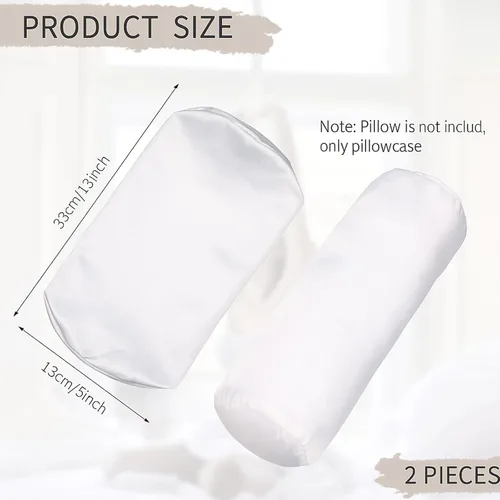 Vista 2 de Tatuo 2 fundas de almohada redondas cervicales blancas para almohada cervical, rollo cervical, cojín redondo de cilindro de memoria