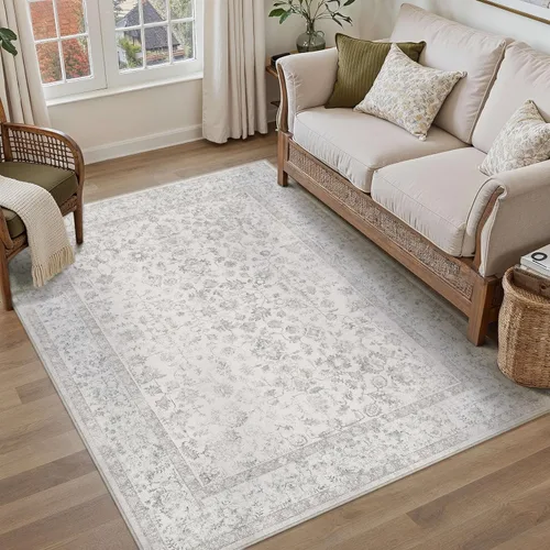 Vista 31 de PureCozy Alfombra de área beige de 2 x 3 pulgadas, lavable, vintage, pequeña, para entrada, cocina, suave, retro, floral, de pelo bajo, tapete