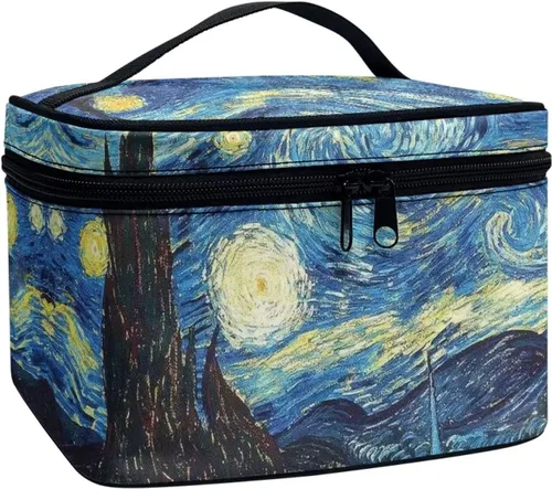 Vista 29 de doginthehole Bolsa de maquillaje, bolsa de cosméticos de viaje, bolsa de aseo portátil grande, organizador de accesorios para mujeres y niñas