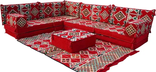 Vista 36 de arabicsofa Juego de sofás árabes tradicionales en forma de L - Sofás seccionales marroquíes - Asientos Majlis orientales para sala de estar